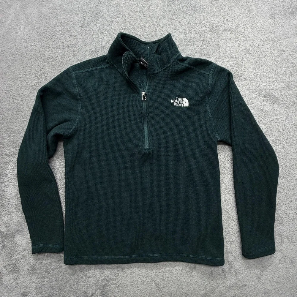 The North Face Sweatshirt Mens M Green Pullover 1/4 Zip Mock Neck Fleece